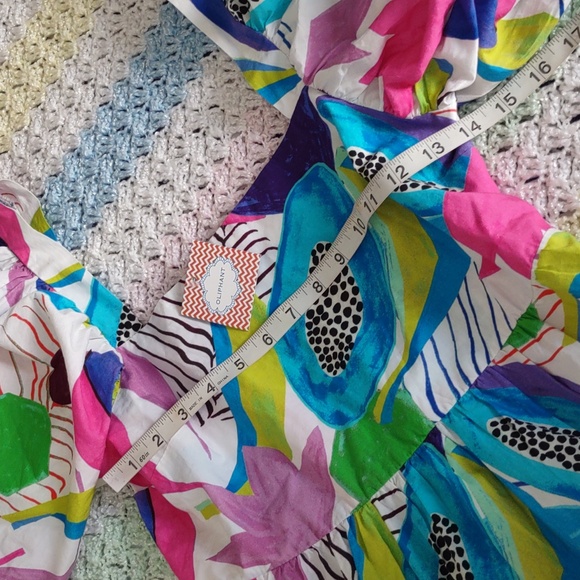 NWT Oliphant Small Square Neck Smocked Bubble Hem Puff Sleeve Mini Dress - Picture 5 of 14